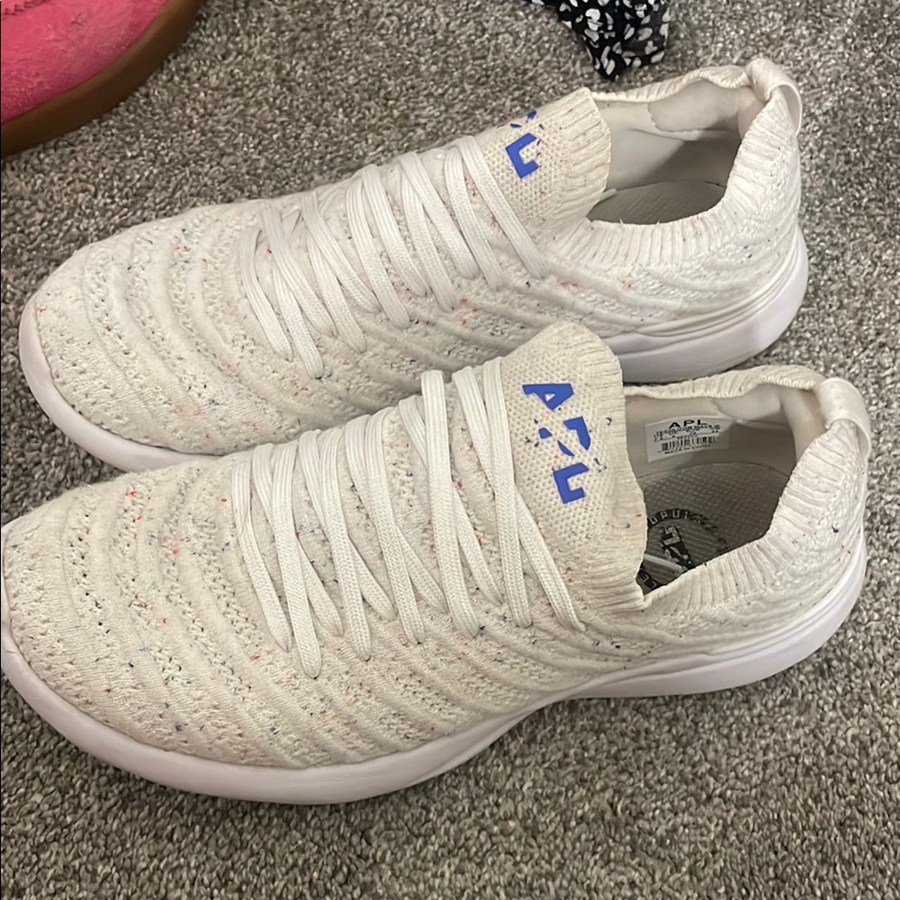 APL Cream Knit Sneakers with Blue Logo